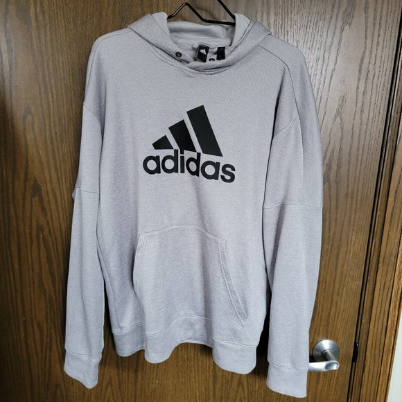 Adidas Grey and Black Logo Hoodie Size Large *** No Hoodie String *** - Picture 4 of 15